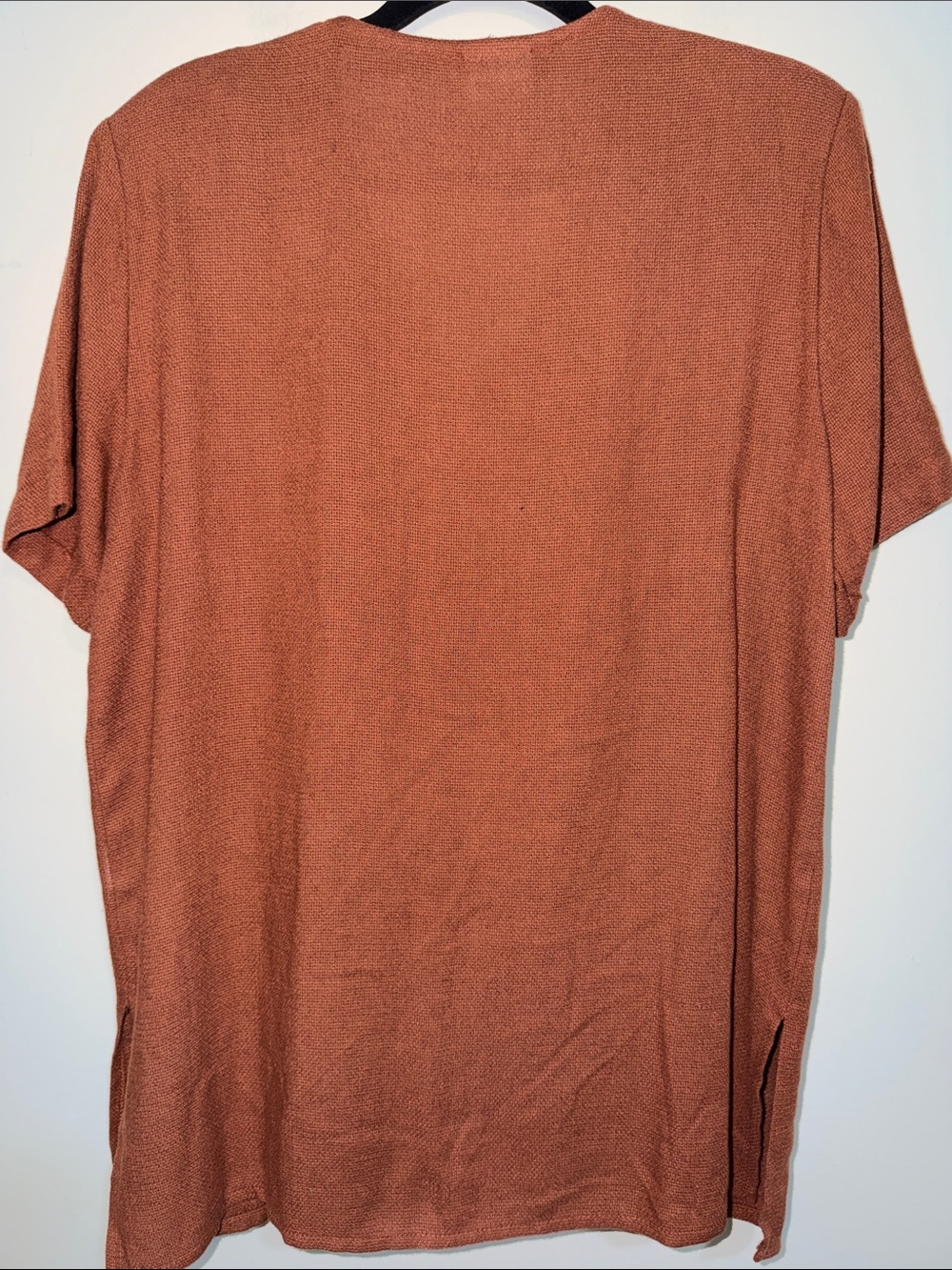 Liz Baker Rust Button-Front V-Neck Top - Picture 5 of 8